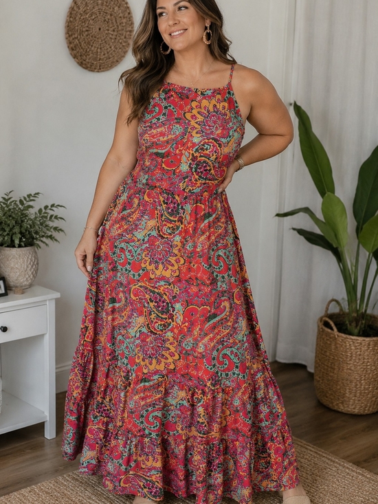 Dresses & Skirts - Brand New Boho Paisley Halter Maxi Dress  Approx. XL Size 14  Lightweight New